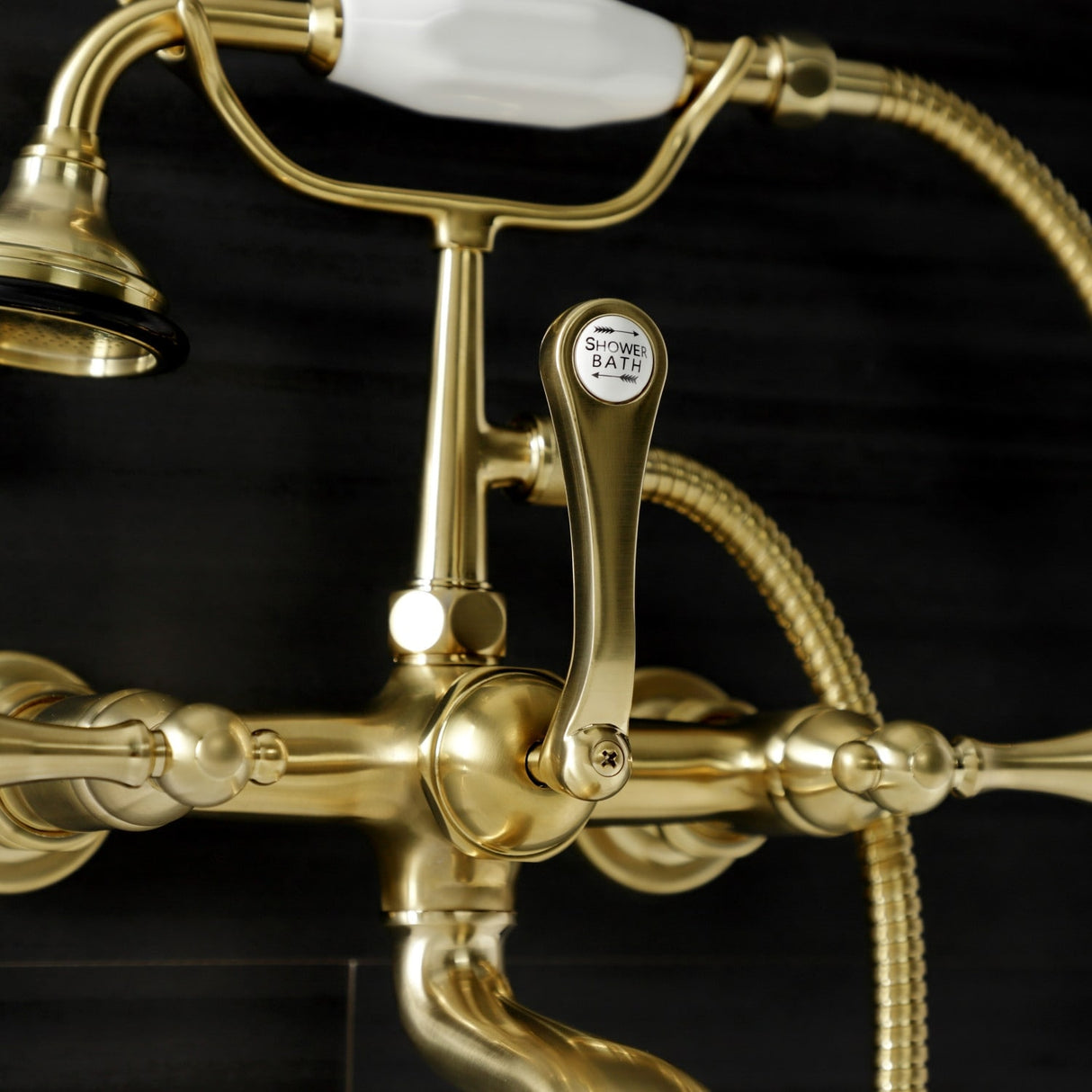 Aqua Vintage 7-Inch Wall Mount Tub Faucet with Hand Shower