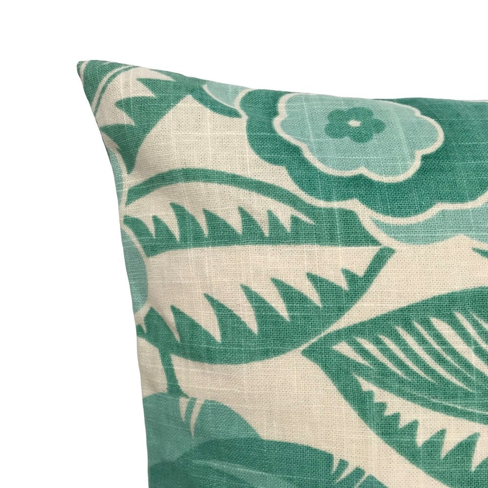 Aquamarine Tropical Floral Throw Pillow