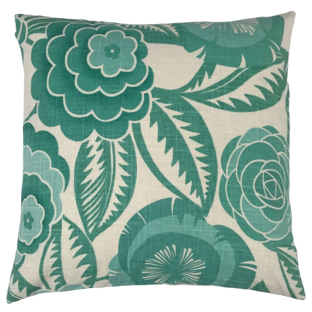 Aquamarine Tropical Floral Throw Pillow