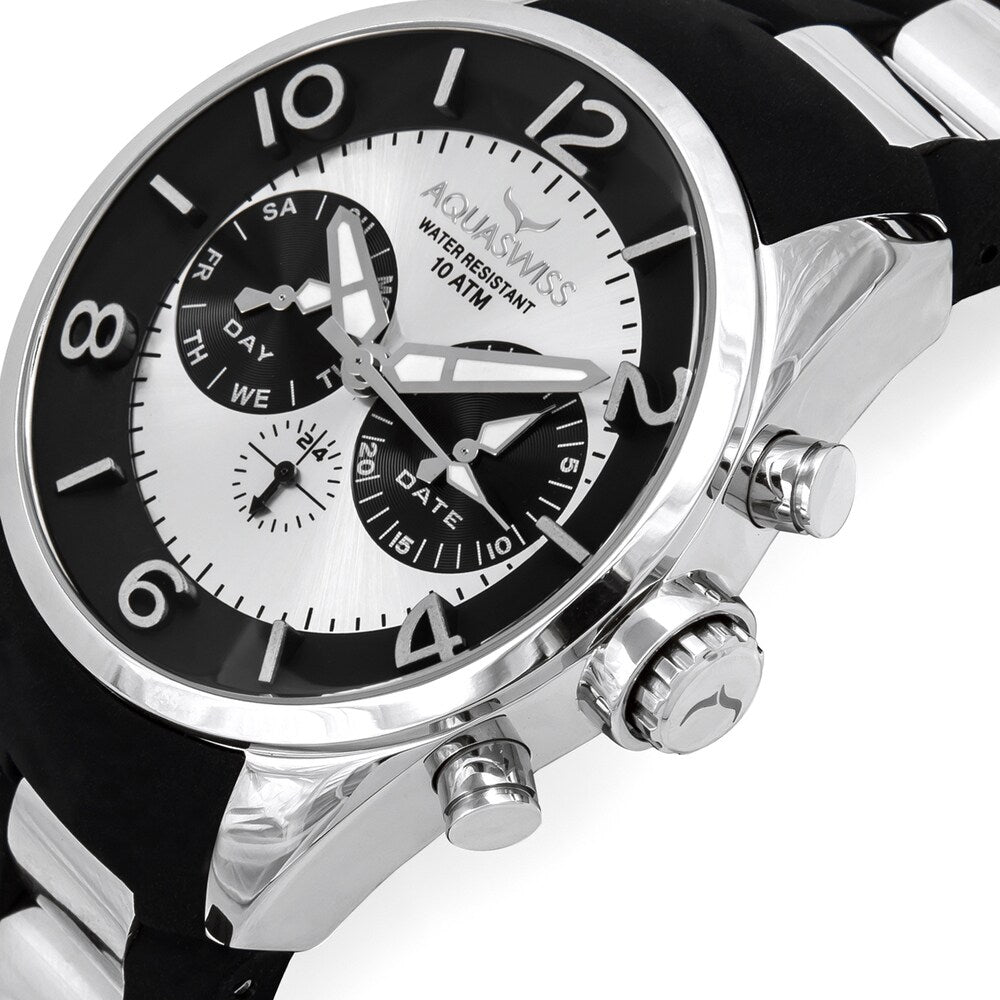 Aquaswiss Unisex TR805012 Trax 5H Black Silver Stainless Steel and Si Overstock