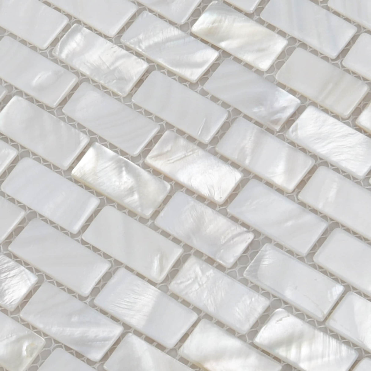 Art3d White Opal Subway Pattern with Seams 12 in. x 12 in. Mother of Peral Tile (6-Pack)