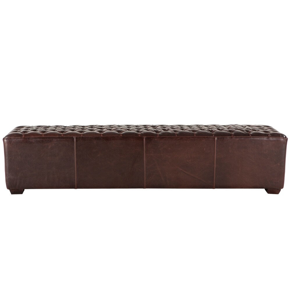 Copper Grove Pravets 78-inch Leather Bench with Diamond Stitch Detaili