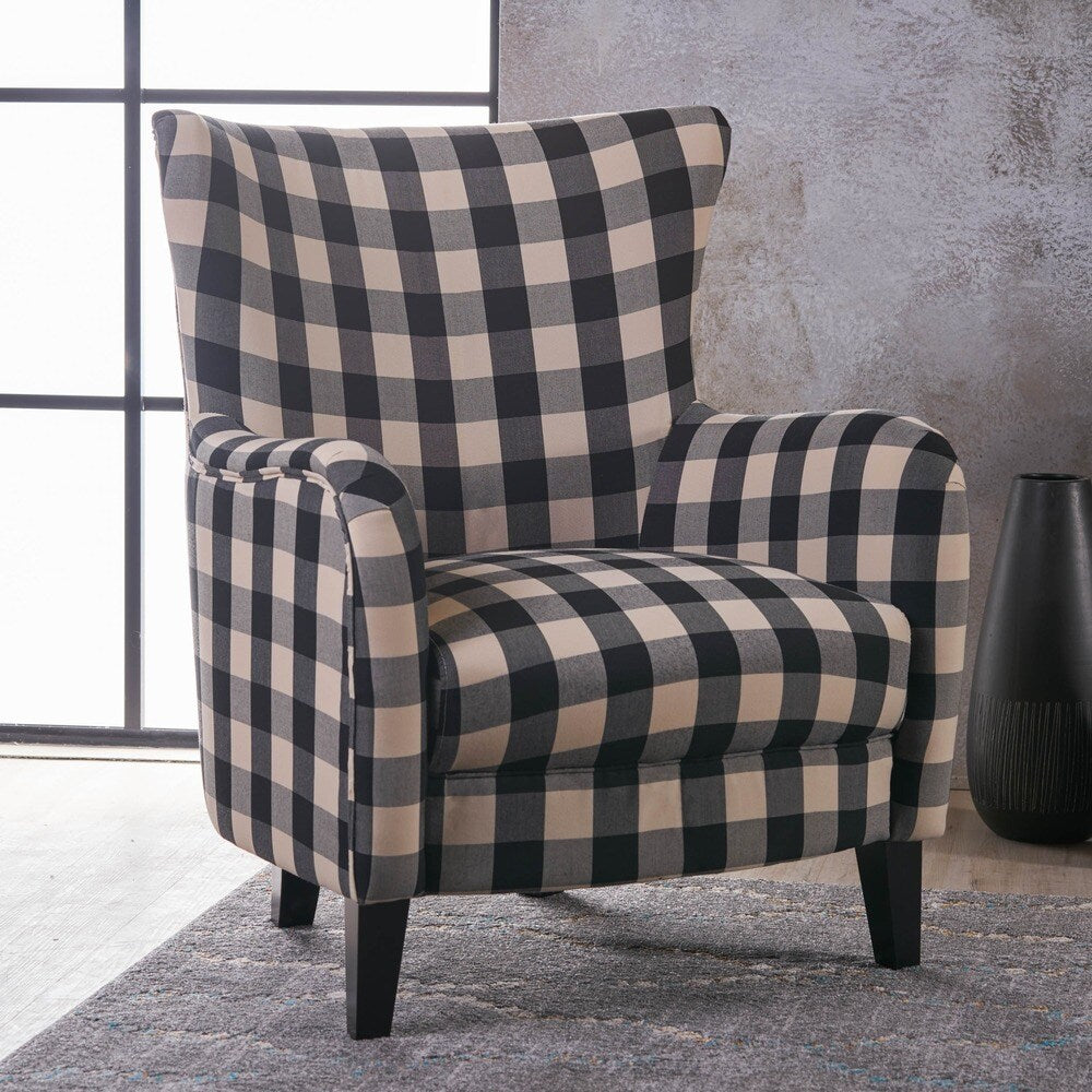Arabella Plaid Fabric Club Chair by Christopher Knight Home