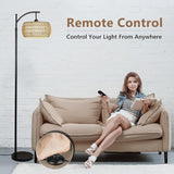 Arc Floor Lamp with Remote Control - Brown+Rattan - 12.6