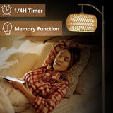 Arc Floor Lamp with Remote Control - Brown+Rattan - 12.6