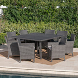 Arcade Outdoor 9-piece Square Wicker Dining Set with Cushions by Christopher Knight Home - N/A