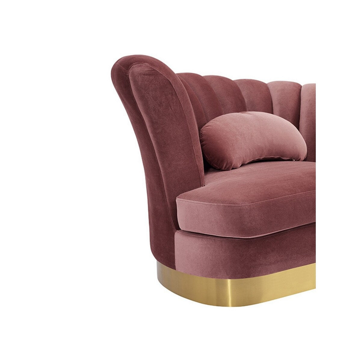 Arch Design Fabric Lounge Chair with Vertically Tufted Backrest, Pink