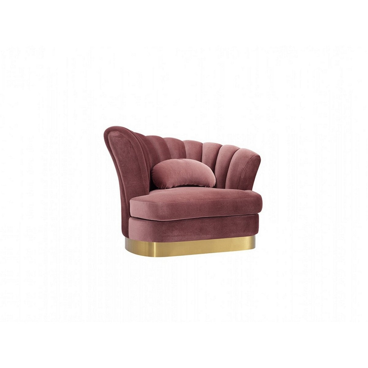Arch Design Fabric Lounge Chair with Vertically Tufted Backrest, Pink
