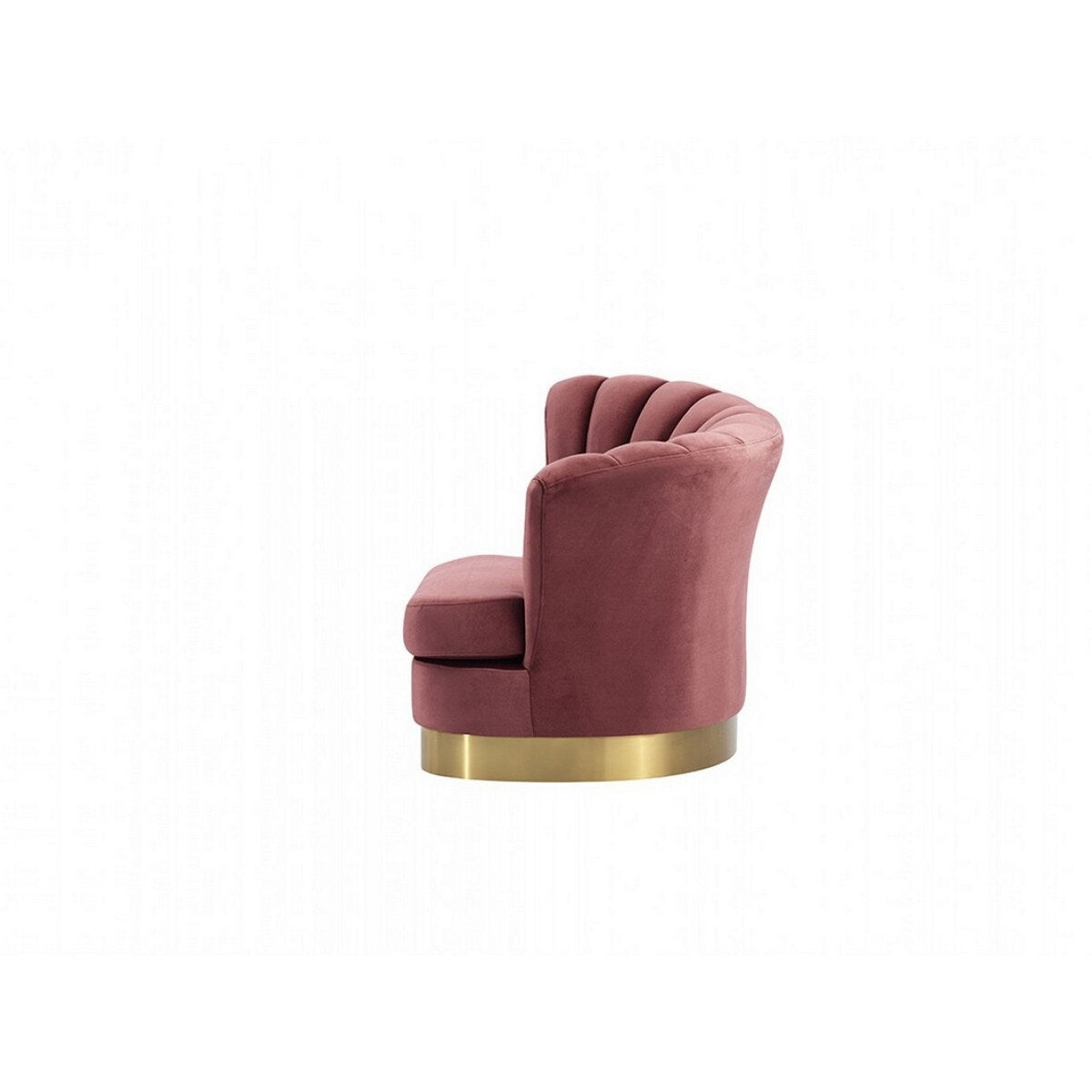 Arch Design Fabric Lounge Chair with Vertically Tufted Backrest, Pink