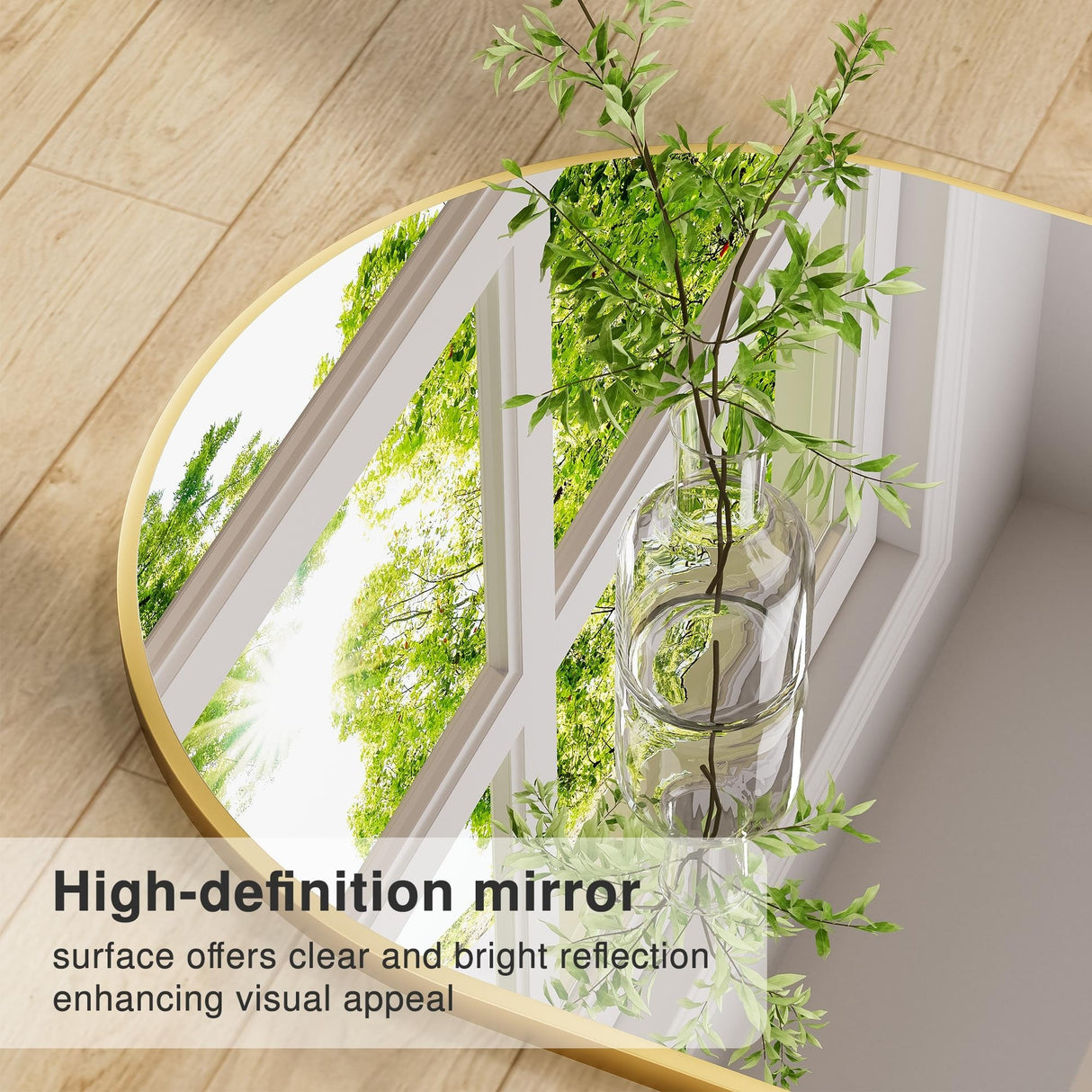 Arched Full Length Mirror with Solid Wood Frame