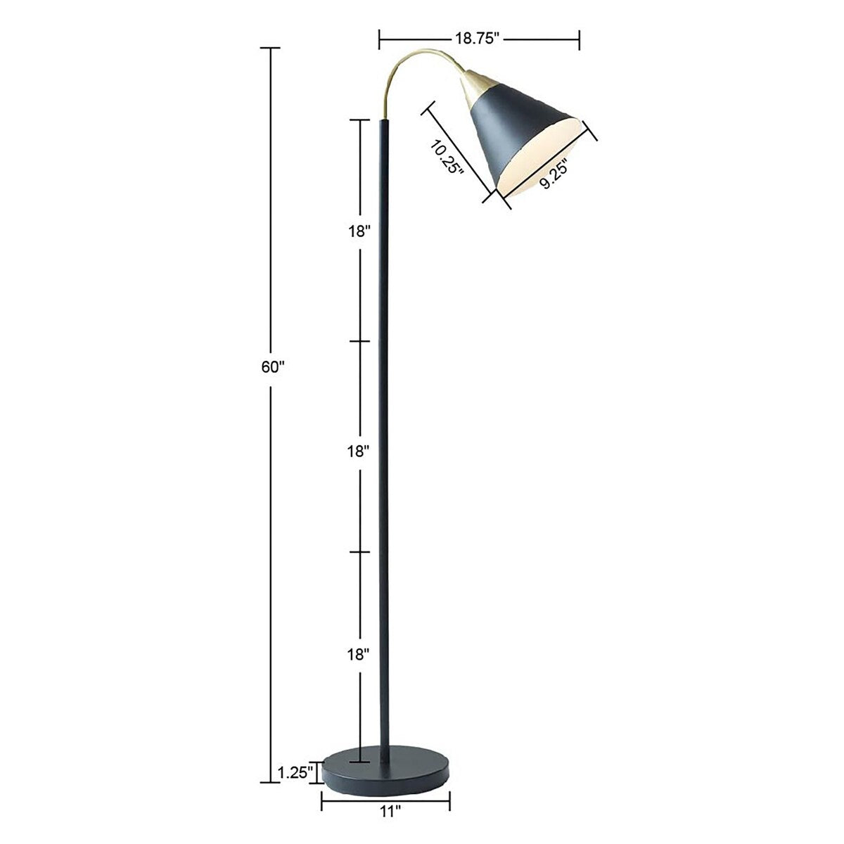 Arched Metal Floor Lamp with Chimney Shade for living room,bedroom,and dining room