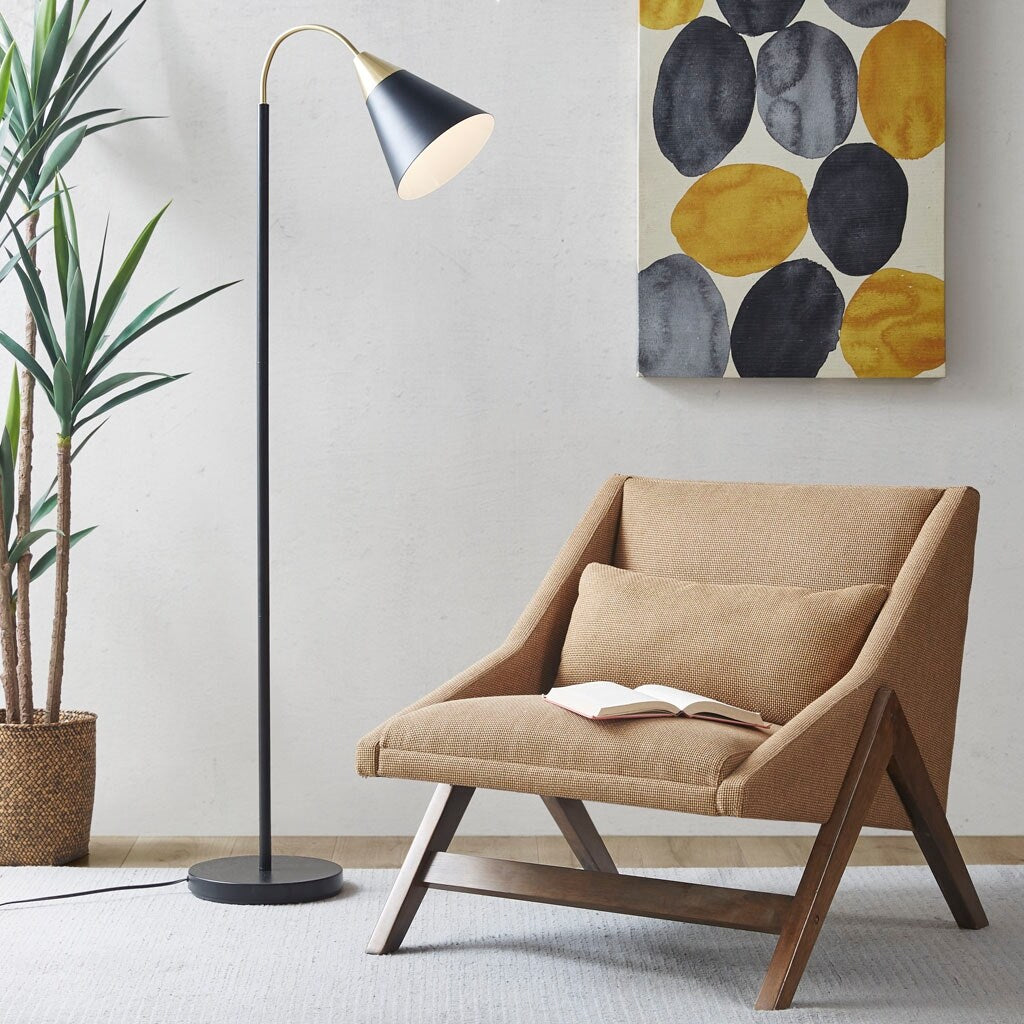 Arched Metal Floor Lamp with Chimney Shade for living room,bedroom,and dining room