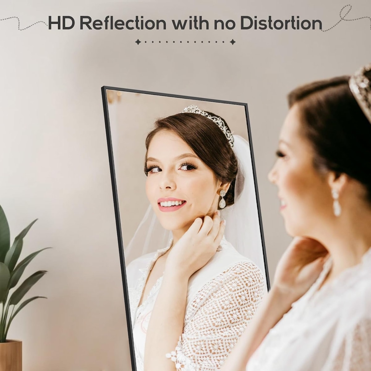 Modern Freestanding Full Length Floor Mirror, 16"x59" Body Wall Mirror, Tall Mirror with Stand Aluminum Alloy Frame