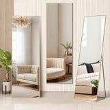 Mirror Full Length, 21"x64" Body Wall Mirrors, Floor Standing, Large Tall Mirror with Stand Aluminum Alloy Frame