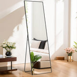 Mirror Full Length, 21"x64" Body Wall Mirrors, Floor Standing, Large Tall Mirror with Stand Aluminum Alloy Frame