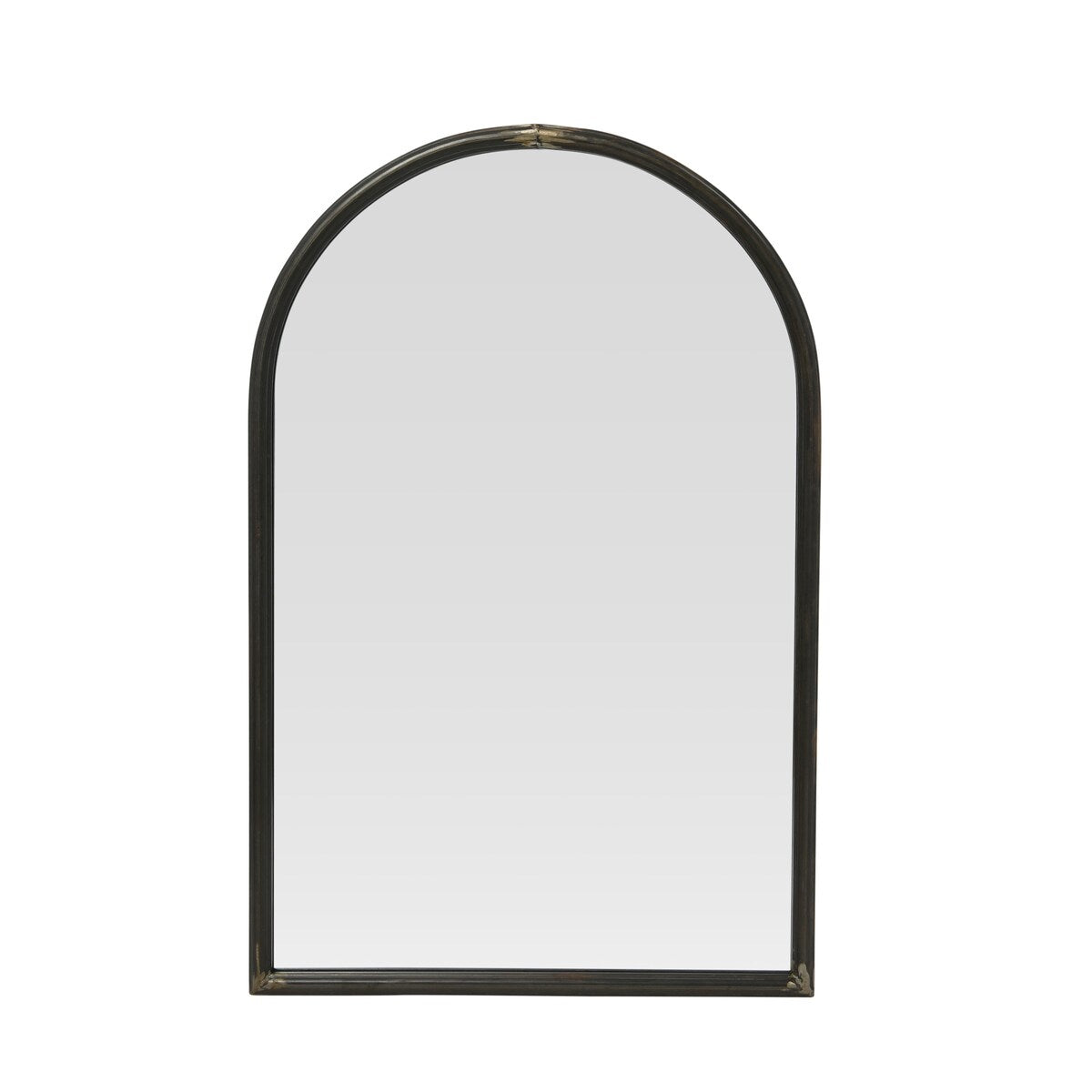Arched Mirror with Metal Trim - Black