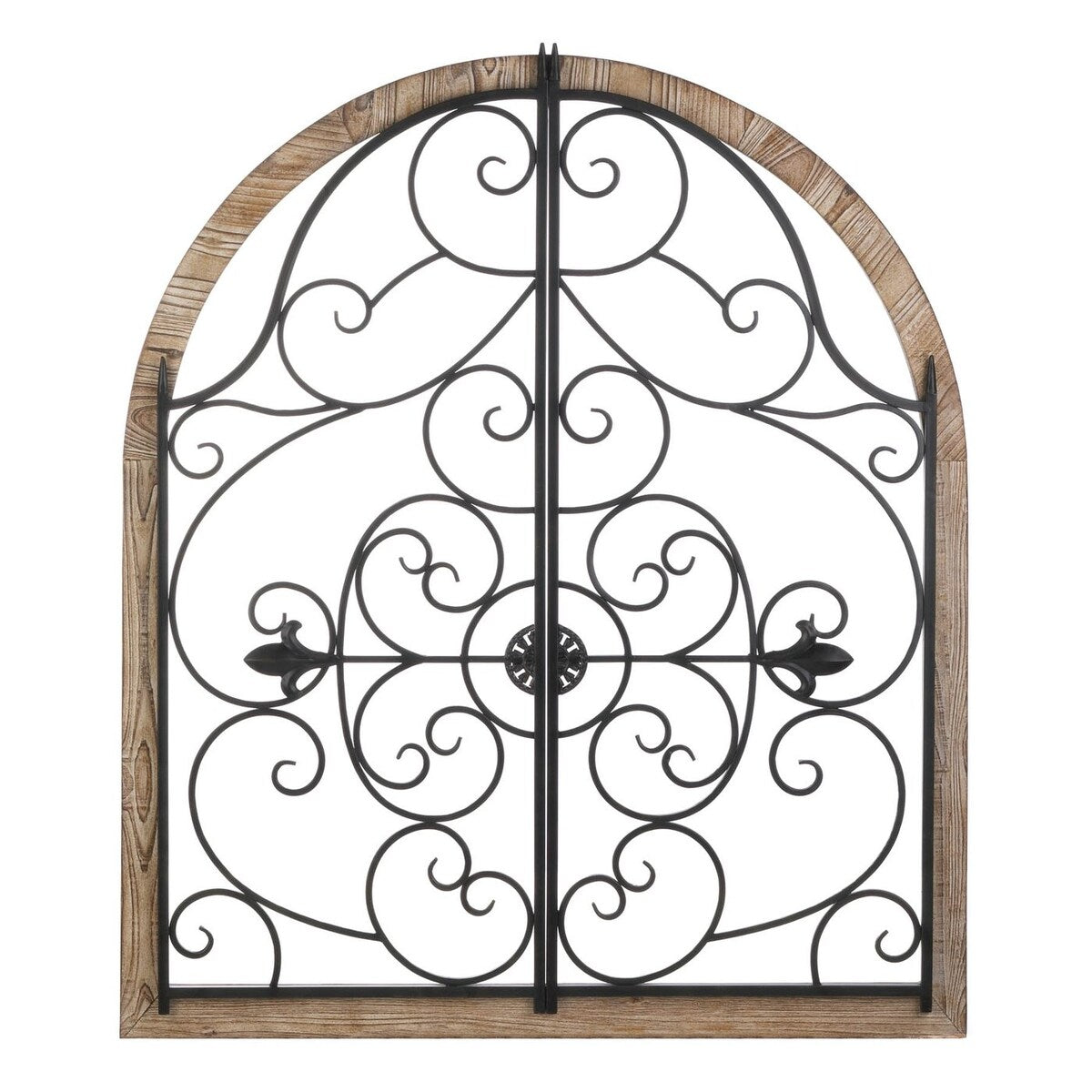 Arched wood and iron wall dacor