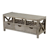 Archer Ridge Natural Washed Three Drawer with Open Shelf Storage Bench