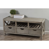 Archer Ridge Natural Washed Three Drawer with Open Shelf Storage Bench