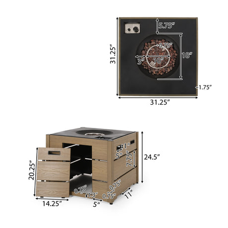 Archie Outdoor Composite Wood 31" Outdoor 40,000 BTU Square Fire Pit by Christopher Knight Home