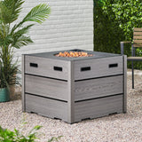 Archie Outdoor Composite Wood 31" Outdoor 40,000 BTU Square Fire Pit by Christopher Knight Home