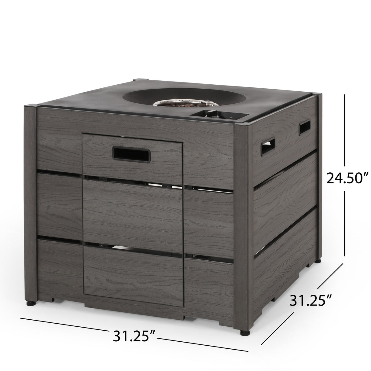 Archie Outdoor Composite Wood 31" Outdoor 40,000 BTU Square Fire Pit by Christopher Knight Home