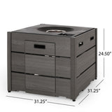 Archie Outdoor Composite Wood 31" Outdoor 40,000 BTU Square Fire Pit by Christopher Knight Home