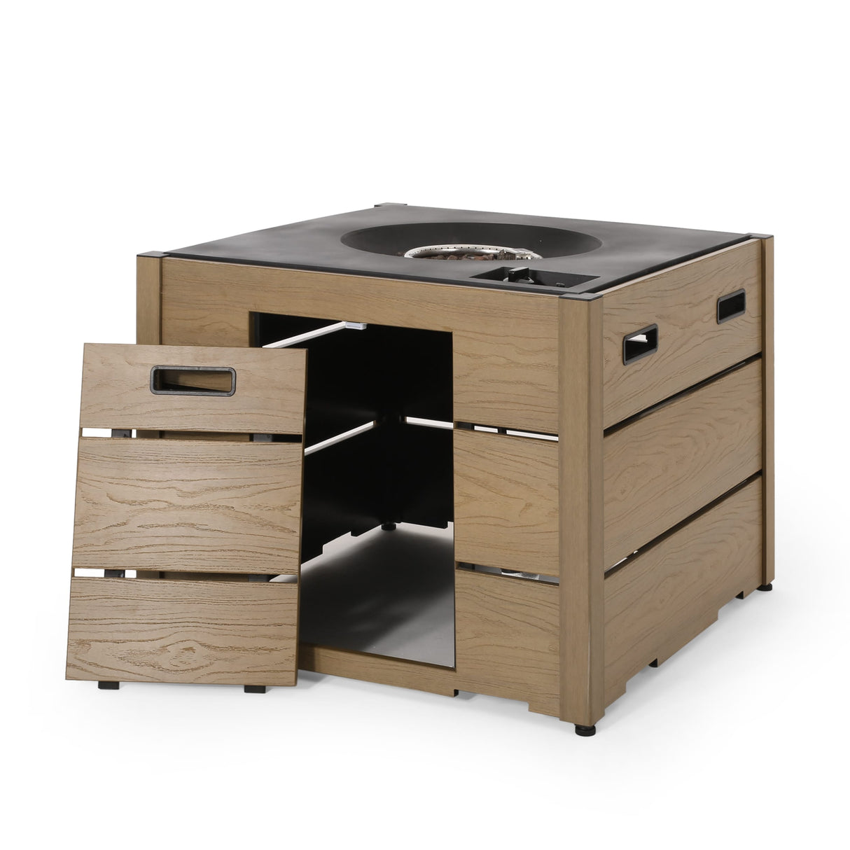 Archie Outdoor Composite Wood 31" Outdoor 40,000 BTU Square Fire Pit by Christopher Knight Home