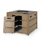 Archie Outdoor Composite Wood 31" Outdoor 40,000 BTU Square Fire Pit by Christopher Knight Home