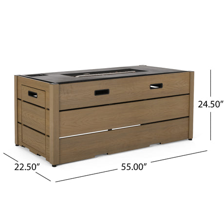 Archie Outdoor Composite Wood 55" Outdoor 40,000 BTU Rectangular Fire Pit by Christopher Knight Home