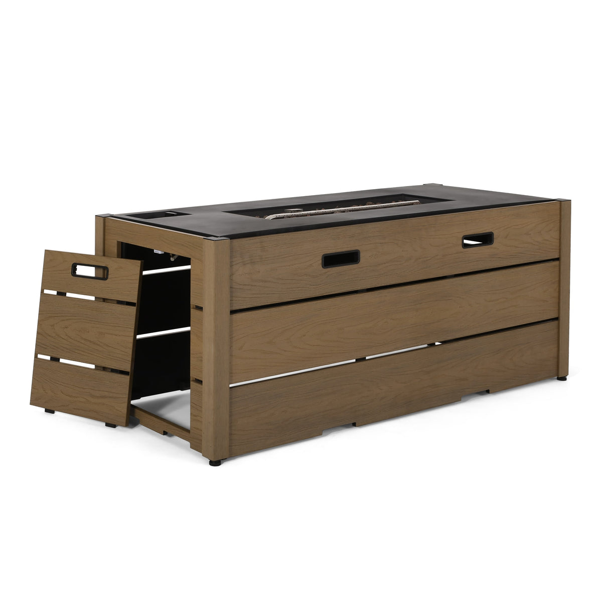 Archie Outdoor Composite Wood 55" Outdoor 40,000 BTU Rectangular Fire Pit by Christopher Knight Home