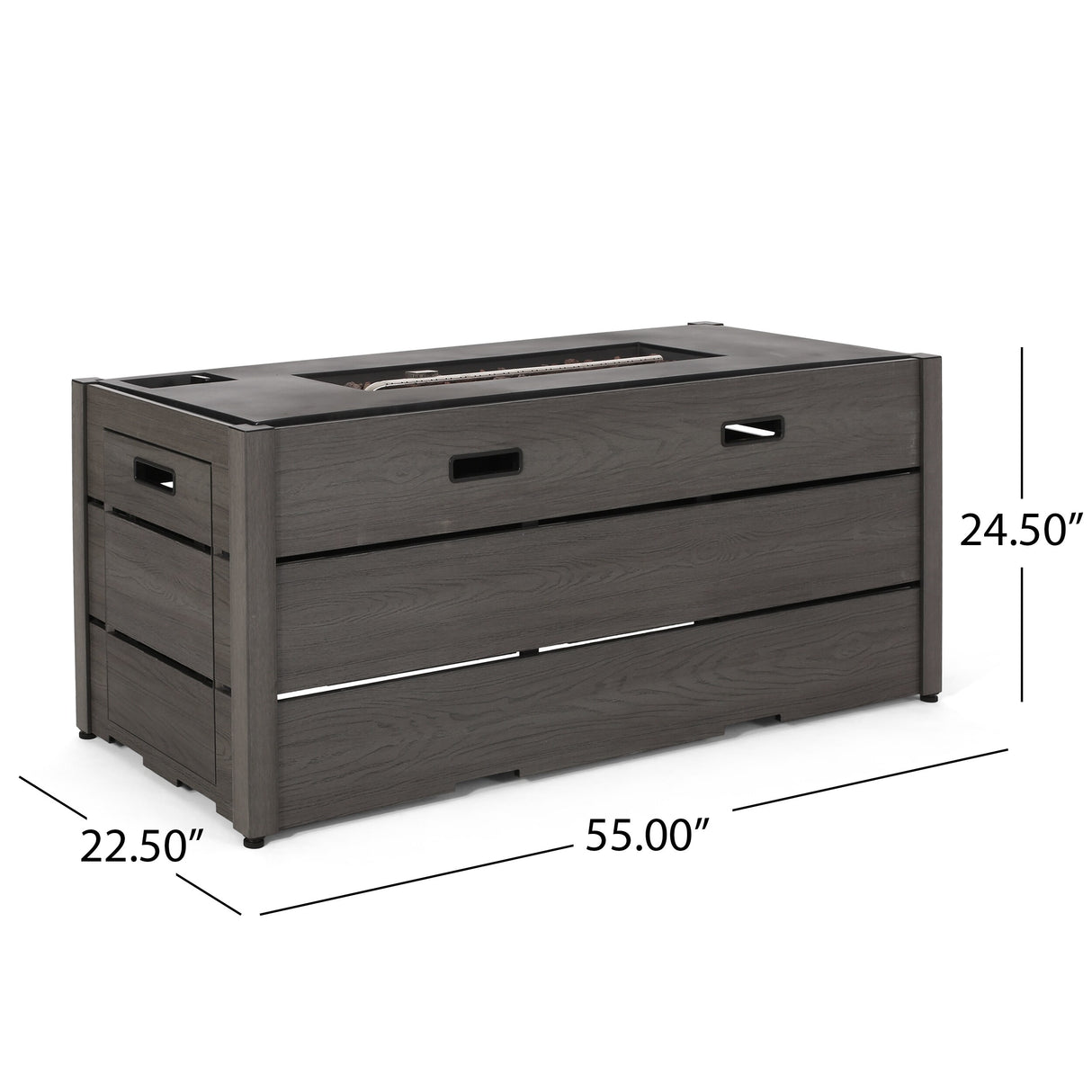 Archie Outdoor Composite Wood 55" Outdoor 40,000 BTU Rectangular Fire Pit by Christopher Knight Home