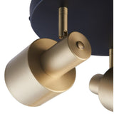 Archiology 11.8" 3-Lights Industrial Flush Mount Adjustable Spotlight - Black/Gold