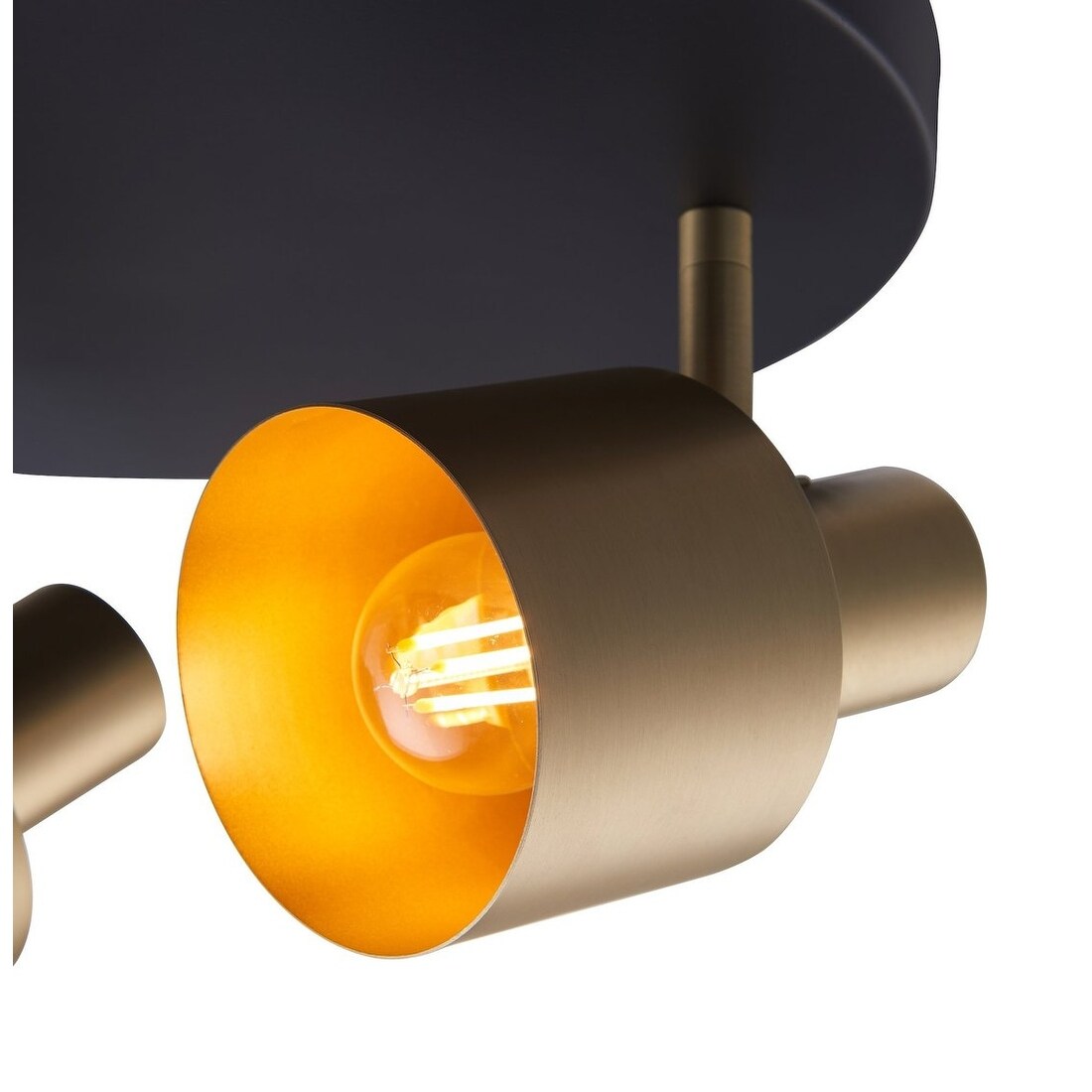Archiology 11.8" 3-Lights Industrial Flush Mount Adjustable Spotlight - Black/Gold