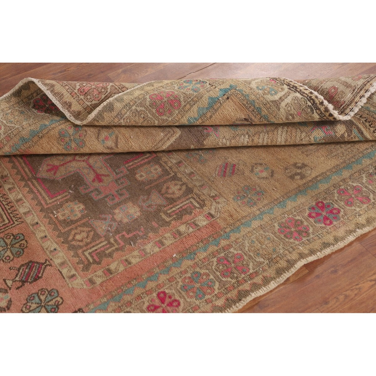 Ardebil Persian Vintage Area Rug Handmade Wool Carpet - 4'7" x 10'8"