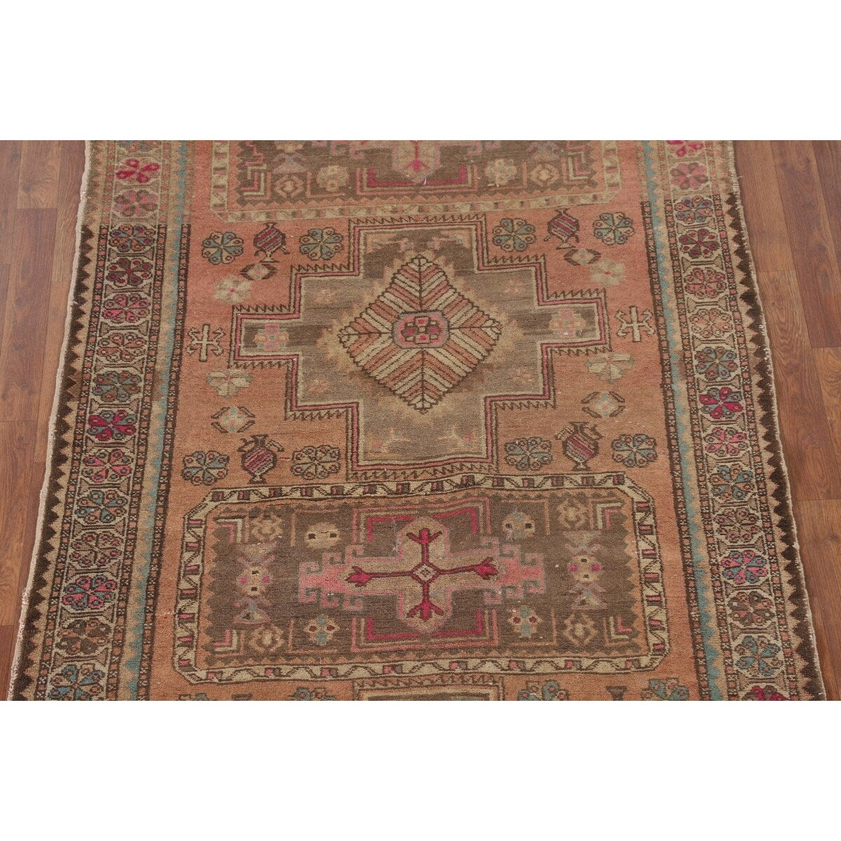 Ardebil Persian Vintage Area Rug Handmade Wool Carpet - 4'7" x 10'8"