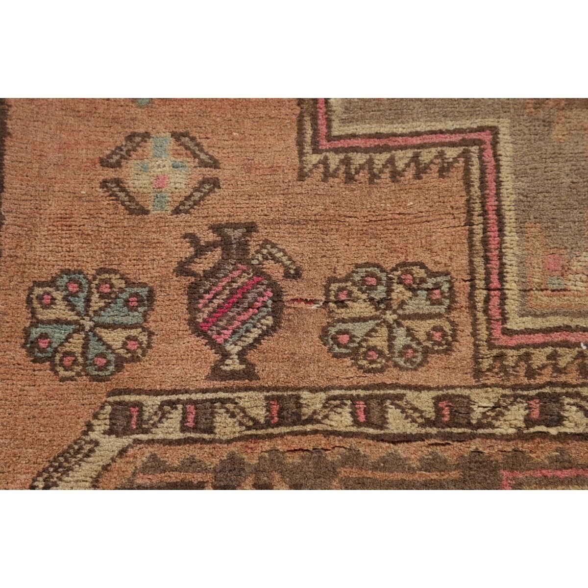 Ardebil Persian Vintage Area Rug Handmade Wool Carpet - 4'7" x 10'8"