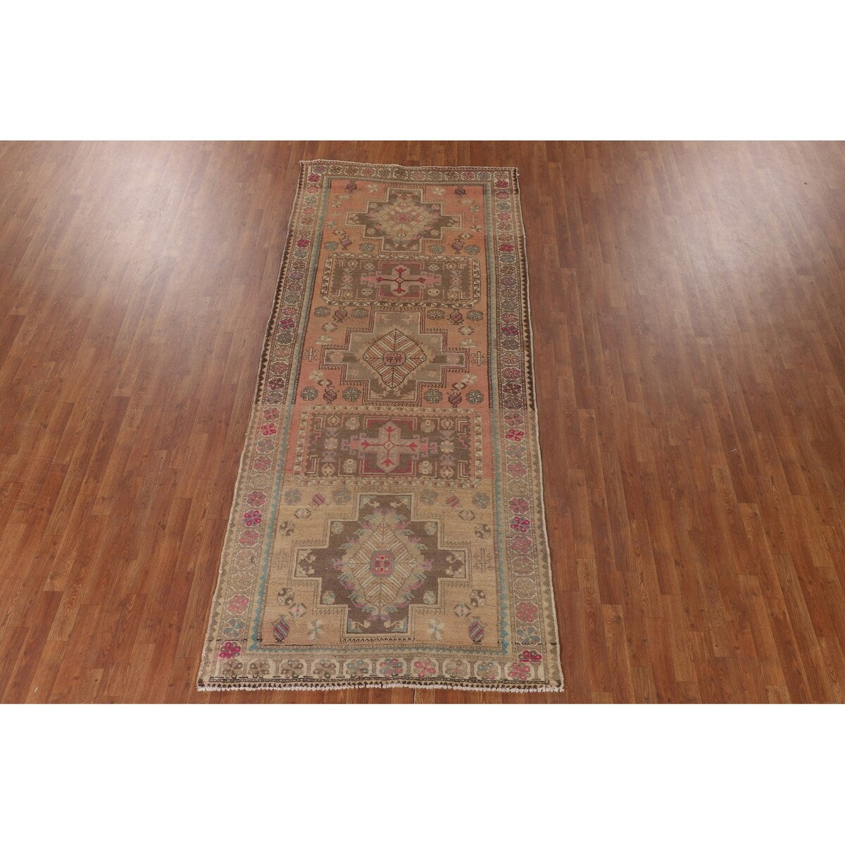 Ardebil Persian Vintage Area Rug Handmade Wool Carpet - 4'7" x 10'8"