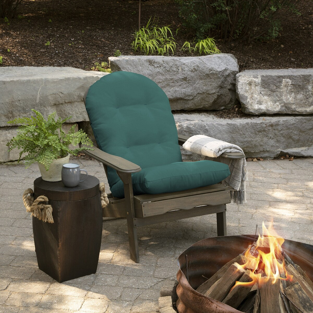 ARDEN Outdoor Plush Modern Tufted Adirondack Cushion, Set of 2, 20 x 18