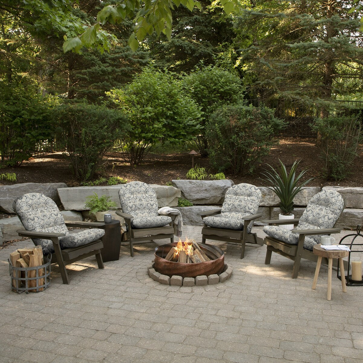 ARDEN Outdoor Plush Modern Tufted Adirondack Cushion, Set of 2, 20 x 18