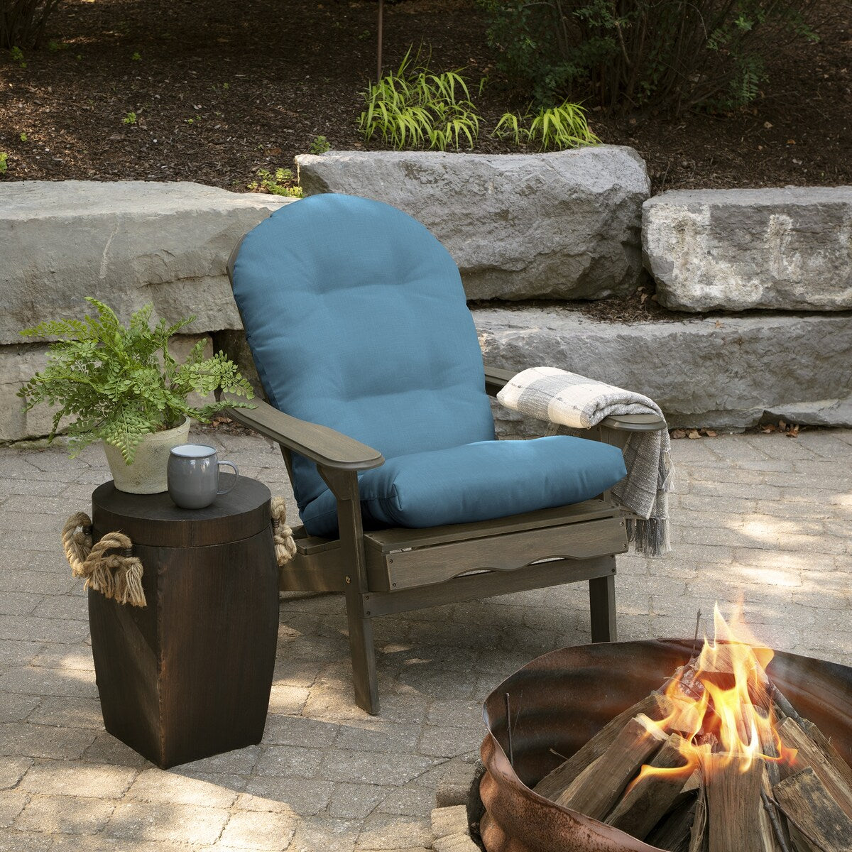 ARDEN Outdoor Plush Modern Tufted Adirondack Cushion, Set of 2, 20 x 18