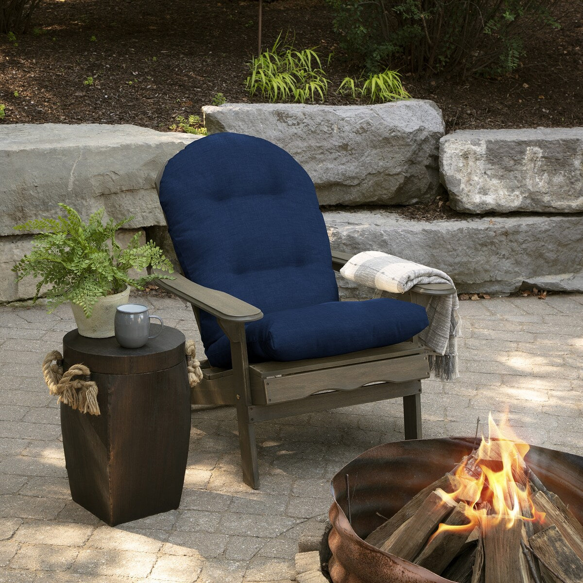 ARDEN Outdoor Plush Modern Tufted Adirondack Cushion, Set of 2, 20 x 18