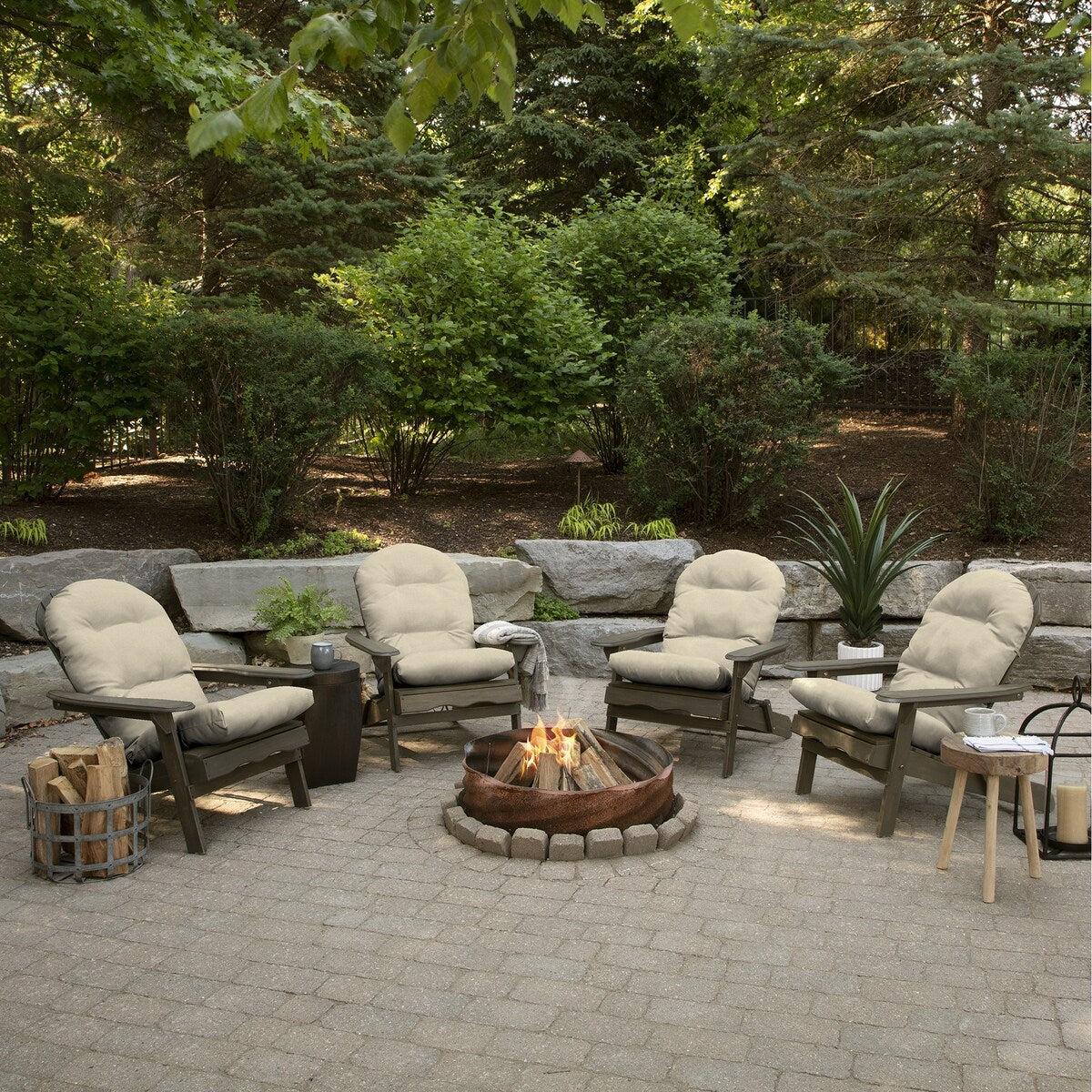 ARDEN Outdoor Plush Modern Tufted Adirondack Cushion, Set of 2, 20 x 18
