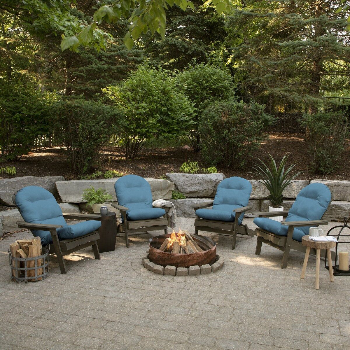 ARDEN Outdoor Plush Modern Tufted Adirondack Cushion, Set of 2, 20 x 18