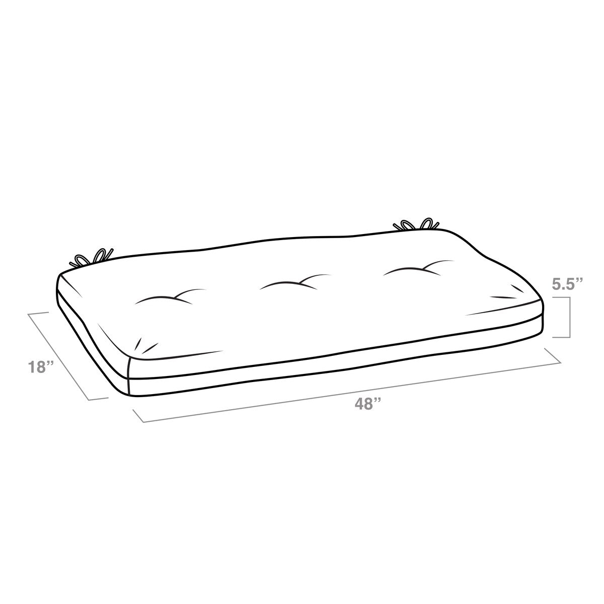 ARDEN Outdoor Plush Modern Tufted Bench Cushion, 48 x 18