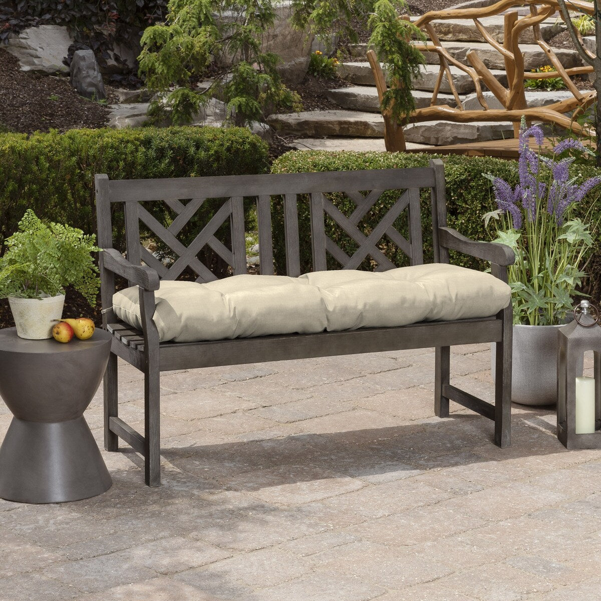 ARDEN Outdoor Plush Modern Tufted Bench Cushion, 48 x 18