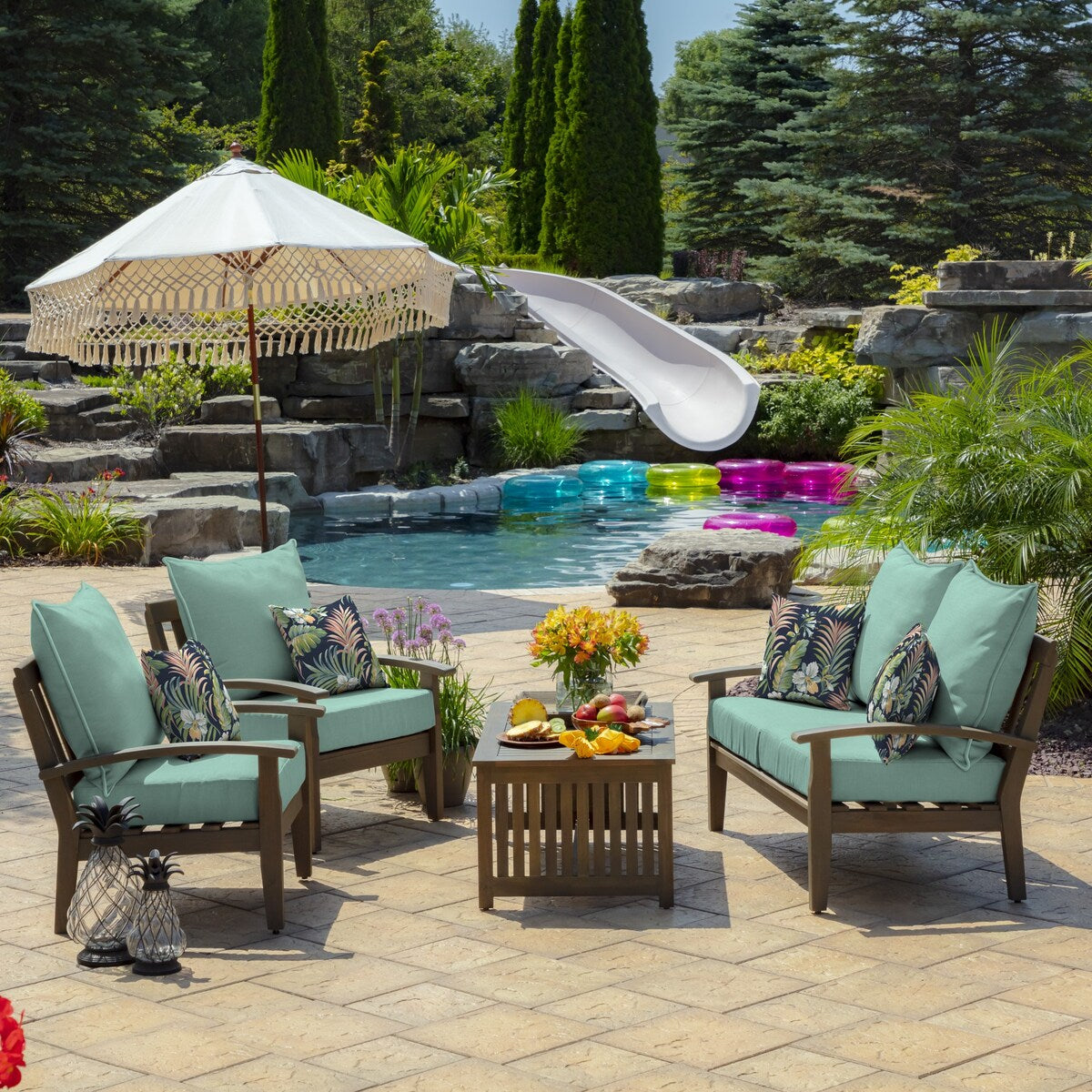 Arden Selections Simone Tropical Outdoor Throw Pillow, 2 pack - 16" W x 16" D
