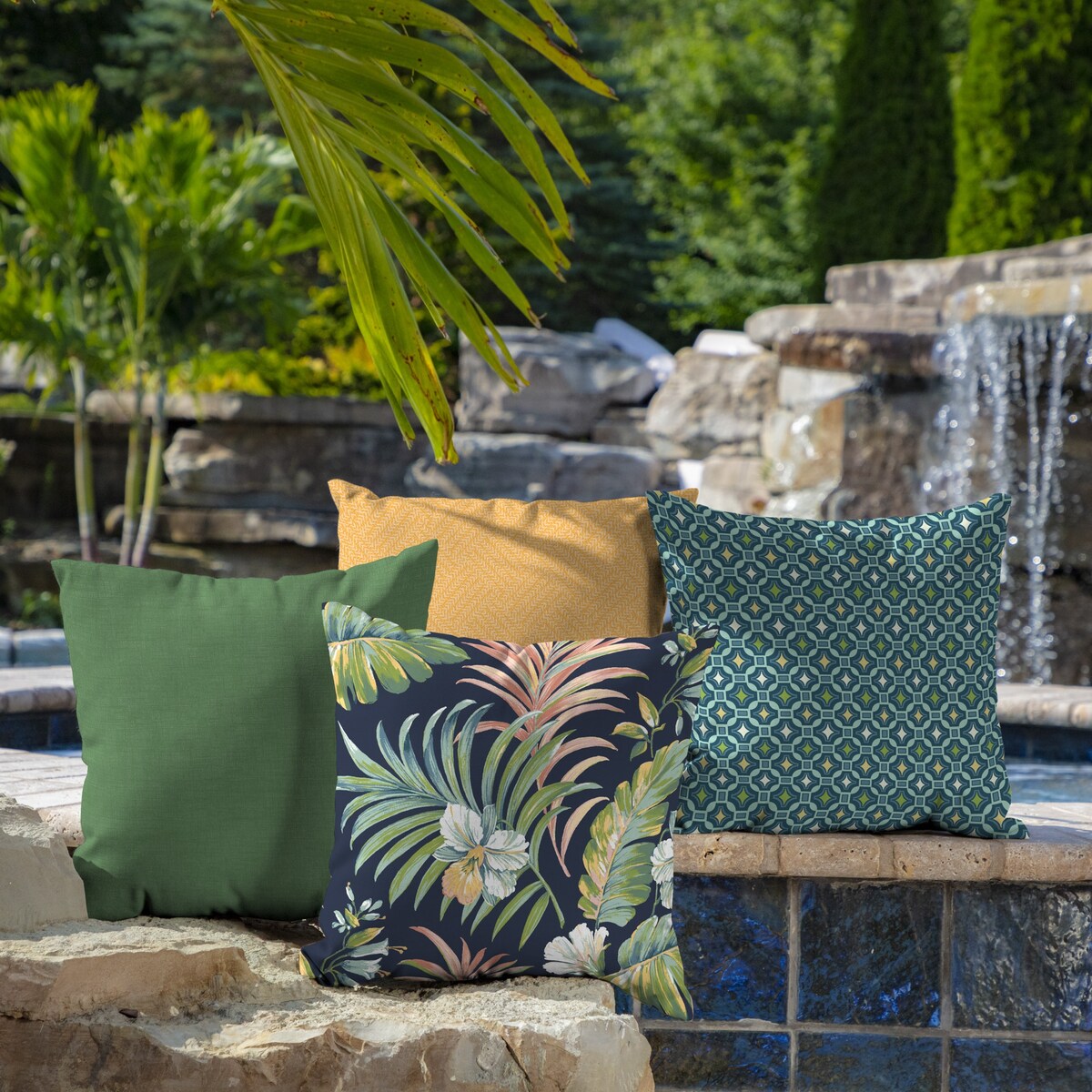 Arden Selections Simone Tropical Outdoor Throw Pillow, 2 pack - 16" W x 16" D