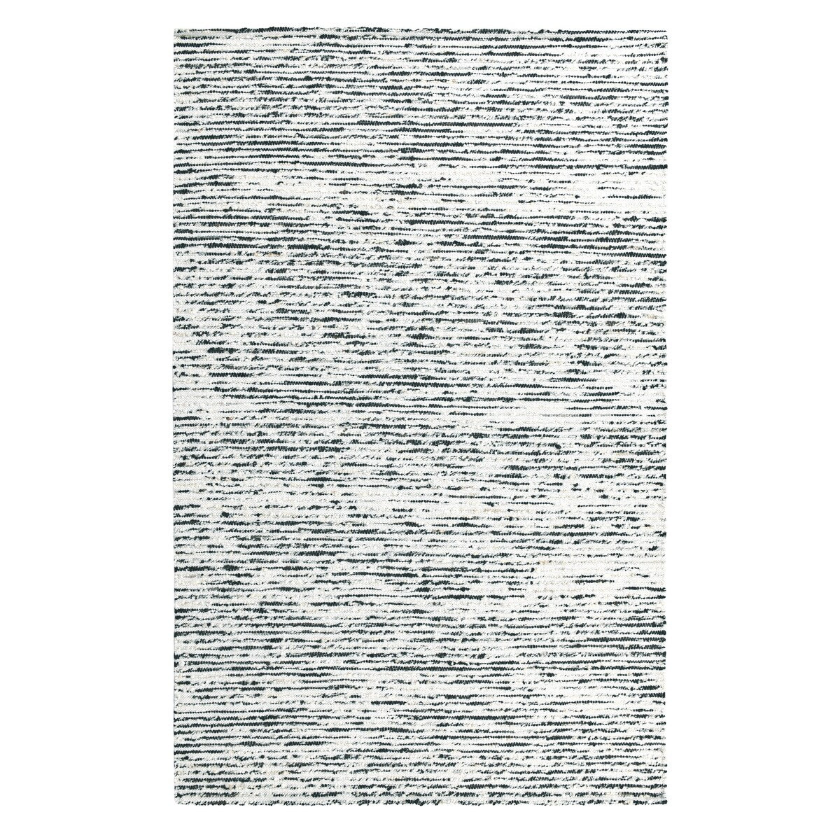 Mory 9 x 12 Extra Large Handwoven Area Rug, Wool Stripes, Black, Ivory - 9 x 12