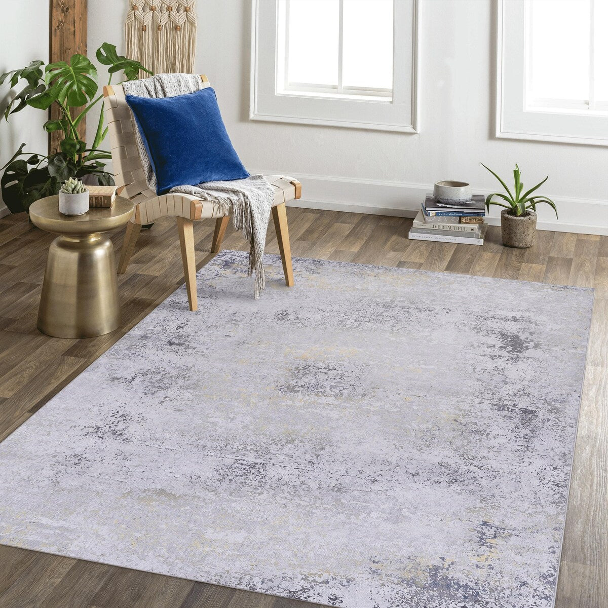 Area Rugs 5x8 Living Room,Washable Rug,Low-Pile,Non-Slip,Non-Shedding,Foldable,Kid & Pet Friendly for living room - 6' x 7'